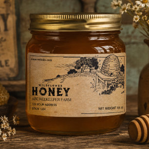 Etiqueta de tarro de miel de colmena de abeja Skep