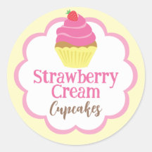 Etiqueta de tarta de crema de fresa