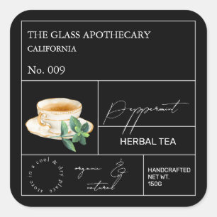 Etiqueta de Té de Hierbas de Menta de Herbolario