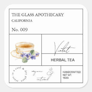 Etiqueta de Té de Hierbas Violeta de la Botica
