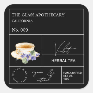 Etiqueta de Té de Hierbas Violeta de la Botica