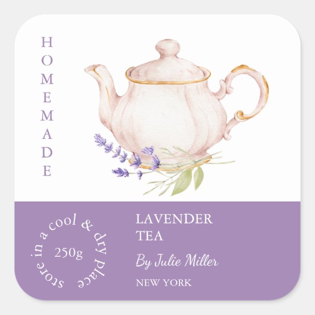 Etiqueta de té de lavanda de Teapot (Anverso)