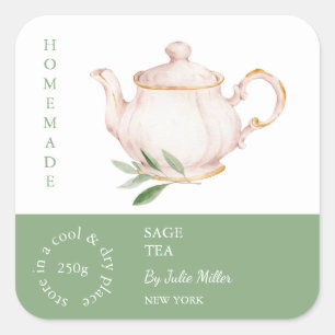 Etiqueta de té de sabio de Teapot