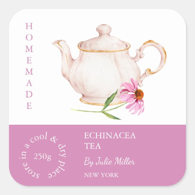 Etiqueta de té de teapot Echinacea (Anverso)