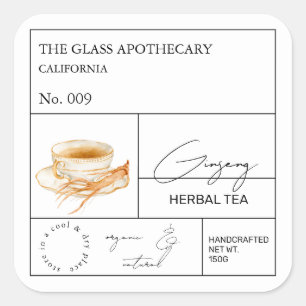 Etiqueta de té herbal apothecary Ginseng