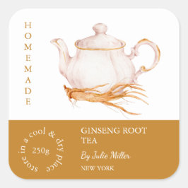 Etiqueta de té raíz Teapot Ginseng