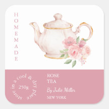 Etiqueta de Té Rosa Tetera