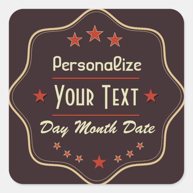 Etiqueta de texto personalizado clásico retro (Anverso)