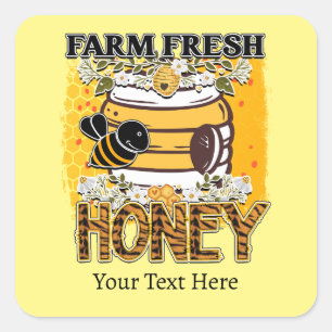 Etiqueta de texto Personalizado de miel fresca