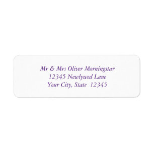 Etiqueta de texto púrpura