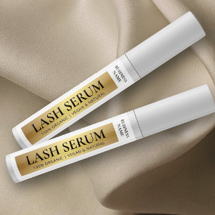 Etiqueta de tubo cosmético Gold Lash Serum Mascara