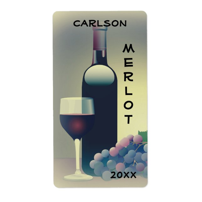 Etiqueta de uvas de vidrio de botella de vino (Frente)