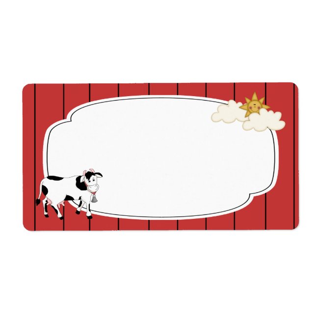 Etiqueta de vaca negra y blanca (Frente)