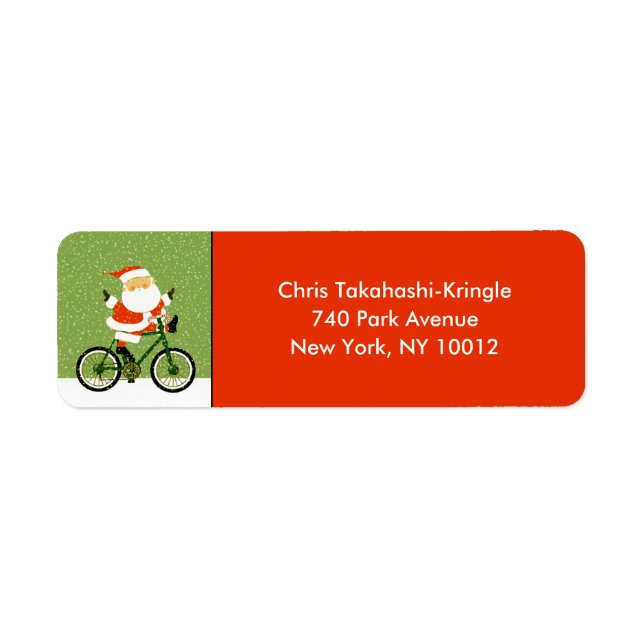 Etiqueta de vacaciones de ciclismo de Navidad (Frente)