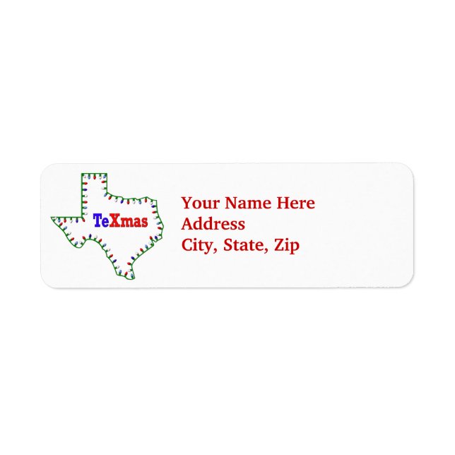 Etiqueta de vacaciones de Navidad en Texas (Frente)