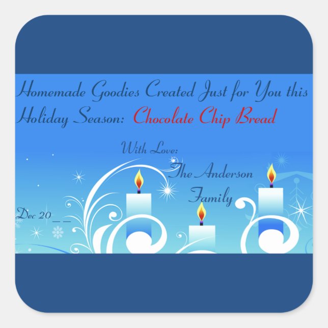 Etiqueta de vacaciones de tres velas caseras para  (Anverso)