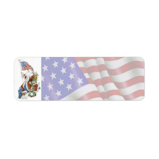 Etiqueta de vacaciones Patriotic Santa Flag