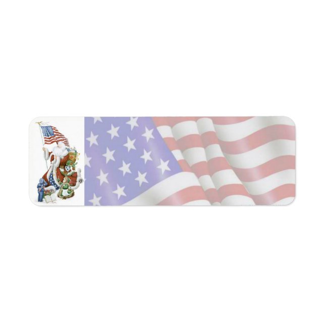 Etiqueta de vacaciones Patriotic Santa Flag (Frente)