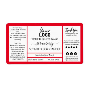 Etiqueta de vaina de soja perfumada con fresa roja