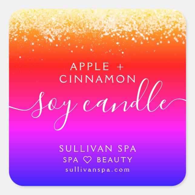 Etiqueta de vaina de soja Purpurina rosa rosa Ombr (Anverso)