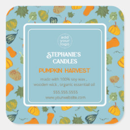 Etiqueta de Vela Agrega tu Logo Otoño Calabaza