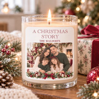Etiqueta de vela con foto personalizada de "A Chri