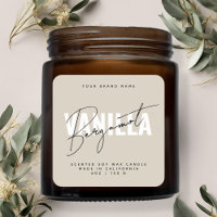 Etiqueta de vela con tipografía de guión beige mod