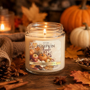 Etiqueta de Vela de Calabaza Manzana Otoño   Otoño