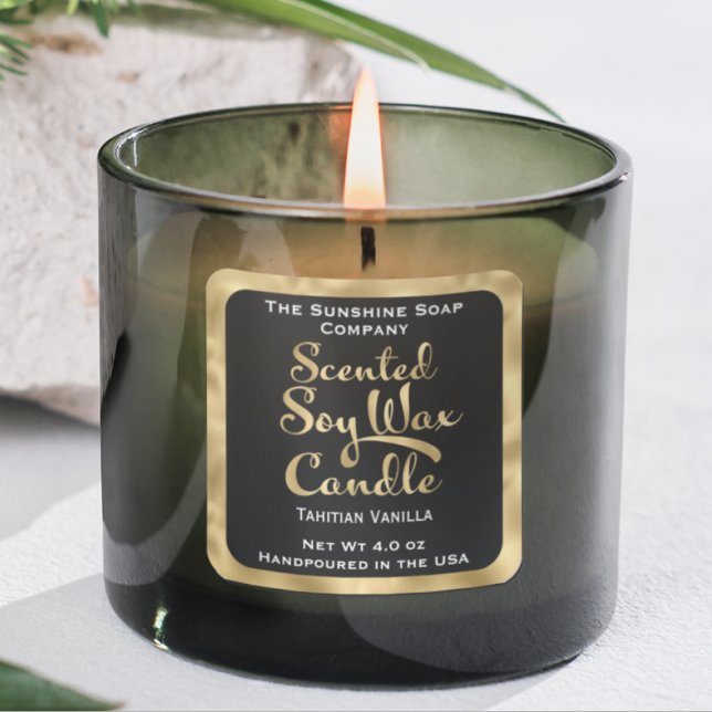 Etiqueta de vela de cera de soja perfumada en negr (Subido por el creador)
