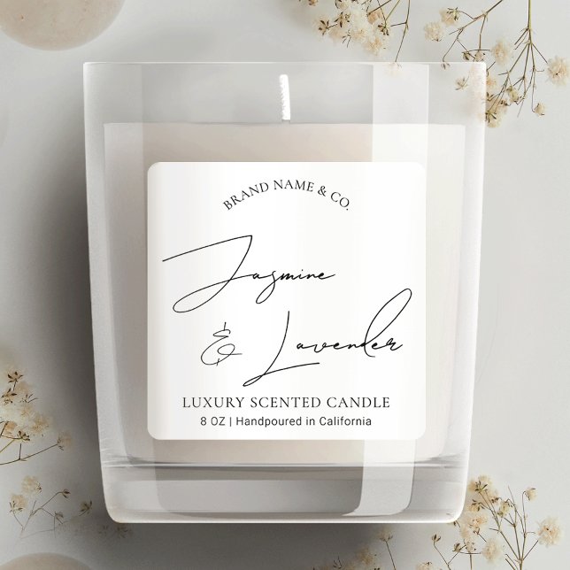 Etiqueta de vela de embalaje negro blanco moderno (You can use this modern product sticker design for candles, diffusers, soaps, wax melts and more!)