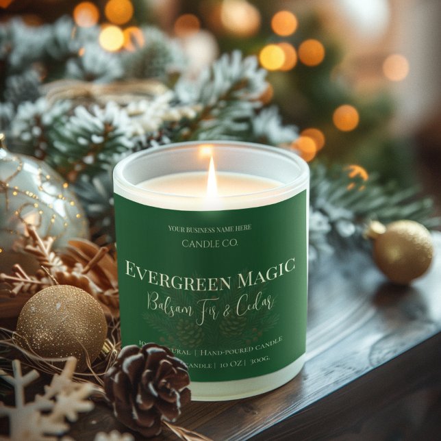 Etiqueta de Vela de Navidad Evergreen Magic | Pers (Subido por el creador)