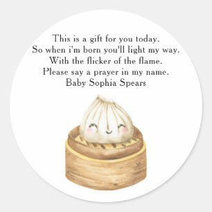Etiqueta de vela de oración de dumpling chino