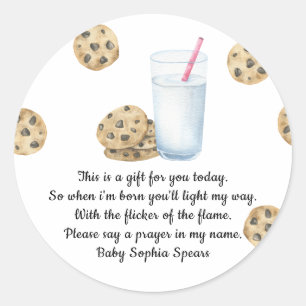 Etiqueta de vela de oración de Galletas y Leche Ac