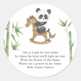 Etiqueta de vela de oración de oso panda