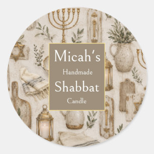 Etiqueta de Vela de Shabbat, Arte Rústico Estético