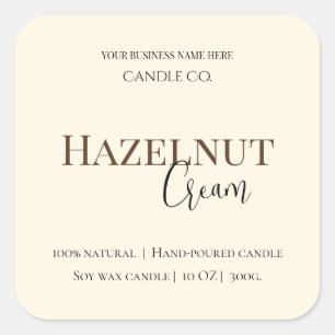 Etiqueta de vela de soja Hazelnut Cream   Neutral 