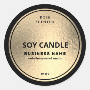 Etiqueta de vela de soja negra de oro de lujo