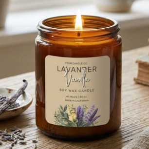 Etiqueta de Vela Floral de Lavanda y Vainilla en A