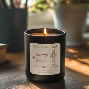 Etiqueta de vela Merry & Bright   Felices Fiestas