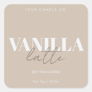 Etiqueta de vela minimalista beige con logotipo pe