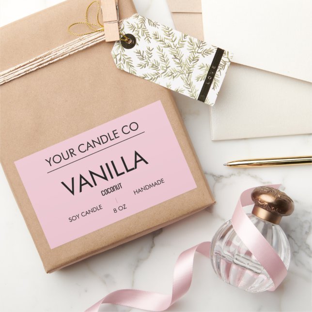 Etiqueta de vela MinimalPinkRectangle – Vela de so (Regalar)