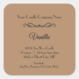 Etiqueta de Vela Negra Marrón Florece Swirl Minima