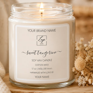 Etiqueta de vela personalizada beige blanca modern