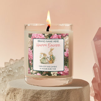 Etiqueta de Vela Personalizada conejitos de Pascua