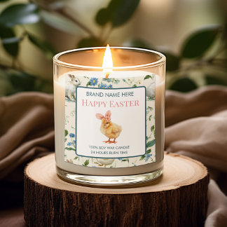 Etiqueta de vela personalizada de pollito de Pascu