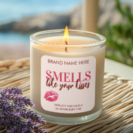 Etiqueta de vela rosa personalizada para el Día de