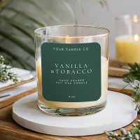 Etiqueta de vela verde esmeralda minimalista elega