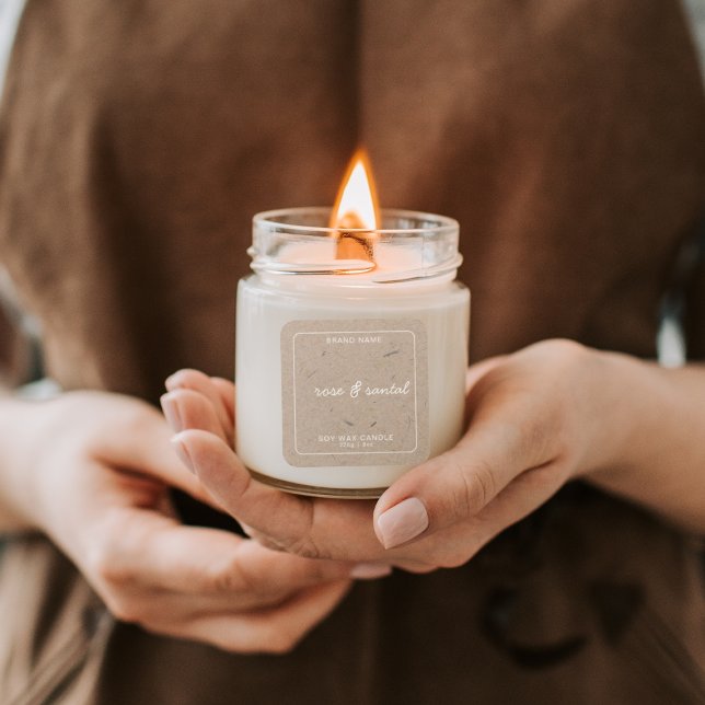 Etiqueta de velas artesanales Kraft moderno sencil (Modern rustic recycled kraft paper candle sticker labels)