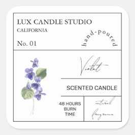 Etiqueta de velas con olor violeta apotecario