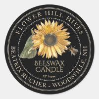 Etiqueta de velas de cera negra Sunflower Gold Tex